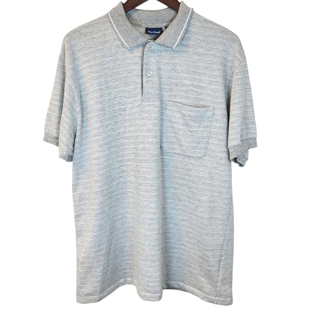 Vintage Par Four Grey Polo‎ Shirt Large Grandpacore Old Money Golf Aesthetic